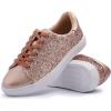 image:imageBreeze NOUTHERLY Womens Fashion Sparkle Sneakers Party Bling Casual Flats Embellished ShoesRose Gold Glitter Laceup 1405
