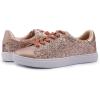 image:imageBreeze NOUTHERLY Womens Fashion Sparkle Sneakers Party Bling Casual Flats Embellished ShoesRose Gold Glitter Laceup 1405
