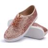image:imageBreeze NOUTHERLY Womens Fashion Sparkle Sneakers Party Bling Casual Flats Embellished ShoesRose Gold Glitter Laceup Plimsolls