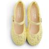 image:imageFEVERSOLE Girls Cute Dress Mary Jane Shoes Soft Lace Breathable Ballet FlatsYellow Lace 1825 Loop Maryjane
