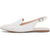 image:imageFEVERSOLE Pointed Toe Casual Slingback Flat Mules Womens Fashion Buckle Strap Slide Summer SlippersWhite Plain Vegan Leather