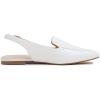 image:imageFEVERSOLE Pointed Toe Casual Slingback Flat Mules Womens Fashion Buckle Strap Slide Summer SlippersWhite Plain Vegan Leather