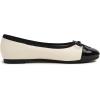image:imageFEVERSOLE Womens Bow Tie Fashion Dress Slip On Shoes Round Toe Ballet FlatBeige Patent Toe Cap