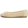 image:imageFEVERSOLE Womens Bow Tie Fashion Dress Slip On Shoes Round Toe Ballet FlatBeige Raffia Toe Cap