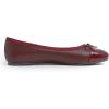 image:imageFEVERSOLE Womens Bow Tie Fashion Dress Slip On Shoes Round Toe Ballet FlatBurgundy Patent Toe Cap