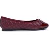 image:imageFEVERSOLE Womens Bow Tie Fashion Dress Slip On Shoes Round Toe Ballet FlatBurgundy Red Quilted Patent Toe Cap