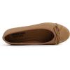 image:imageFEVERSOLE Womens Bow Tie Fashion Dress Slip On Shoes Round Toe Ballet FlatCamel Nubuck Toe Cap