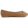 image:imageFEVERSOLE Womens Bow Tie Fashion Dress Slip On Shoes Round Toe Ballet FlatCamel Nubuck Toe Cap
