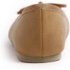 image:imageFEVERSOLE Womens Bow Tie Fashion Dress Slip On Shoes Round Toe Ballet FlatCamel Nubuck Toe Cap