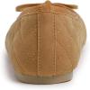 image:imageFEVERSOLE Womens Bow Tie Fashion Dress Slip On Shoes Round Toe Ballet FlatCamel Quilted Nubuck Toe Cap