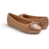 image:imageFEVERSOLE Womens Bow Tie Fashion Dress Slip On Shoes Round Toe Ballet FlatCamel Quilted Patent Toe Cap