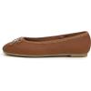 image:imageFEVERSOLE Womens Bow Tie Fashion Dress Slip On Shoes Round Toe Ballet FlatCamel Texture Vegan Leather