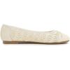 image:imageFEVERSOLE Womens Bow Tie Fashion Dress Slip On Shoes Round Toe Ballet FlatCream White Raffia Toe Cap