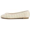image:imageFEVERSOLE Womens Bow Tie Fashion Dress Slip On Shoes Round Toe Ballet FlatCream White Raffia Toe Cap