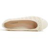 image:imageFEVERSOLE Womens Bow Tie Fashion Dress Slip On Shoes Round Toe Ballet FlatCream White Raffia Toe Cap