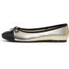 image:imageFEVERSOLE Womens Bow Tie Fashion Dress Slip On Shoes Round Toe Ballet FlatGold Patent Toe Cap