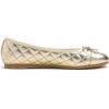 image:imageFEVERSOLE Womens Bow Tie Fashion Dress Slip On Shoes Round Toe Ballet FlatGold Quilted Toe Cap