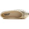 image:imageFEVERSOLE Womens Bow Tie Fashion Dress Slip On Shoes Round Toe Ballet FlatGold Quilted Toe Cap