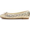 image:imageFEVERSOLE Womens Bow Tie Fashion Dress Slip On Shoes Round Toe Ballet FlatGold Quilted Toe Cap