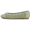 image:imageFEVERSOLE Womens Bow Tie Fashion Dress Slip On Shoes Round Toe Ballet FlatGreen Raffia Toe Cap