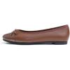 image:imageFEVERSOLE Womens Bow Tie Fashion Dress Slip On Shoes Round Toe Ballet FlatLight Brown Patent Toe Cap