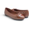 image:imageFEVERSOLE Womens Bow Tie Fashion Dress Slip On Shoes Round Toe Ballet FlatLight Brown Quilted Patent Toe Cap