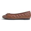 image:imageFEVERSOLE Womens Bow Tie Fashion Dress Slip On Shoes Round Toe Ballet FlatLight Brown Quilted Patent Toe Cap