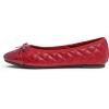 image:imageFEVERSOLE Womens Bow Tie Fashion Dress Slip On Shoes Round Toe Ballet FlatRed Quilted Patent Toe Cap