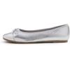image:imageFEVERSOLE Womens Bow Tie Fashion Dress Slip On Shoes Round Toe Ballet FlatSilver Mirror Toe Cap