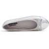 image:imageFEVERSOLE Womens Bow Tie Fashion Dress Slip On Shoes Round Toe Ballet FlatSilver Mirror Toe Cap