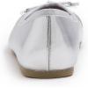 image:imageFEVERSOLE Womens Bow Tie Fashion Dress Slip On Shoes Round Toe Ballet FlatSilver Mirror Toe Cap