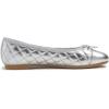 image:imageFEVERSOLE Womens Bow Tie Fashion Dress Slip On Shoes Round Toe Ballet FlatSilver Quilted Toe Cap