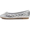 image:imageFEVERSOLE Womens Bow Tie Fashion Dress Slip On Shoes Round Toe Ballet FlatSilver Quilted Toe Cap