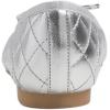 image:imageFEVERSOLE Womens Bow Tie Fashion Dress Slip On Shoes Round Toe Ballet FlatSilver Quilted Toe Cap