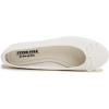 image:imageFEVERSOLE Womens Bow Tie Fashion Dress Slip On Shoes Round Toe Ballet FlatWhite Texture Vegan Leather