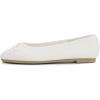 image:imageFEVERSOLE Womens Bow Tie Fashion Dress Slip On Shoes Round Toe Ballet FlatWhite Texture Vegan Leather