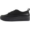 image:imageFEVERSOLE Womens Canvas Vegan Leather Lightweight Platform LaceUp Street Sneakers Black Canvas PU Platform Size 85 M US