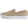 image:imageFEVERSOLE Womens Casual Slip On Sneaker Comfort Quilted Loafer FlatsBeige Quilted Embossed Vegan Leather