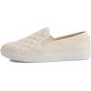 image:imageFEVERSOLE Womens Casual Slip On Sneaker Comfort Quilted Loafer FlatsBeige Quilted Vegan Leather