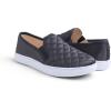 image:imageFEVERSOLE Womens Casual Slip On Sneaker Comfort Quilted Loafer FlatsBlack Quilted Satin Silky