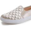 image:imageFEVERSOLE Womens Casual Slip On Sneaker Comfort Quilted Loafer FlatsLight Gold Quilted Satin Silky
