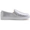 image:imageFEVERSOLE Womens Casual Slip On Sneaker Comfort Quilted Loafer FlatsSilver Quilted Satin Silky