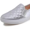 image:imageFEVERSOLE Womens Casual Slip On Sneaker Comfort Quilted Loafer FlatsSilver Quilted Satin Silky