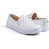 image:imageFEVERSOLE Womens Casual Slip On Sneaker Comfort Quilted Loafer FlatsWhite Quilted Satin Silky