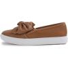 image:imageFEVERSOLE Womens Casual Slip On Sneaker Fashion Bow Tie Loafer FlatsCamel Vegan Leather