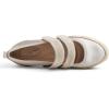 image:imageFEVERSOLE Womens Cushion Padded Mary Jane Sneakers Double Straps Comfort Casual Soft Fabric Sporty BalletsBeige Fabric Mf Two Straps