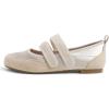 image:imageFEVERSOLE Womens Cushion Padded Mary Jane Sneakers Double Straps Comfort Casual Soft Fabric Sporty BalletsBeige Fabric Mf Two Straps