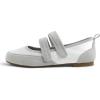 image:imageFEVERSOLE Womens Cushion Padded Mary Jane Sneakers Double Straps Comfort Casual Soft Fabric Sporty BalletsWhite Fabric Mf Two Straps