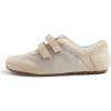 image:imageFEVERSOLE Womens Cushion Padded Mary Jane Sneakers Double Straps Comfort Casual Soft Fabric Sporty Slip On FlatsBeige Fabric Mf Two Straps