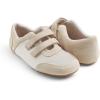 image:imageFEVERSOLE Womens Cushion Padded Mary Jane Sneakers Double Straps Comfort Casual Soft Fabric Sporty Slip On FlatsBeige Fabric Mf Two Straps
